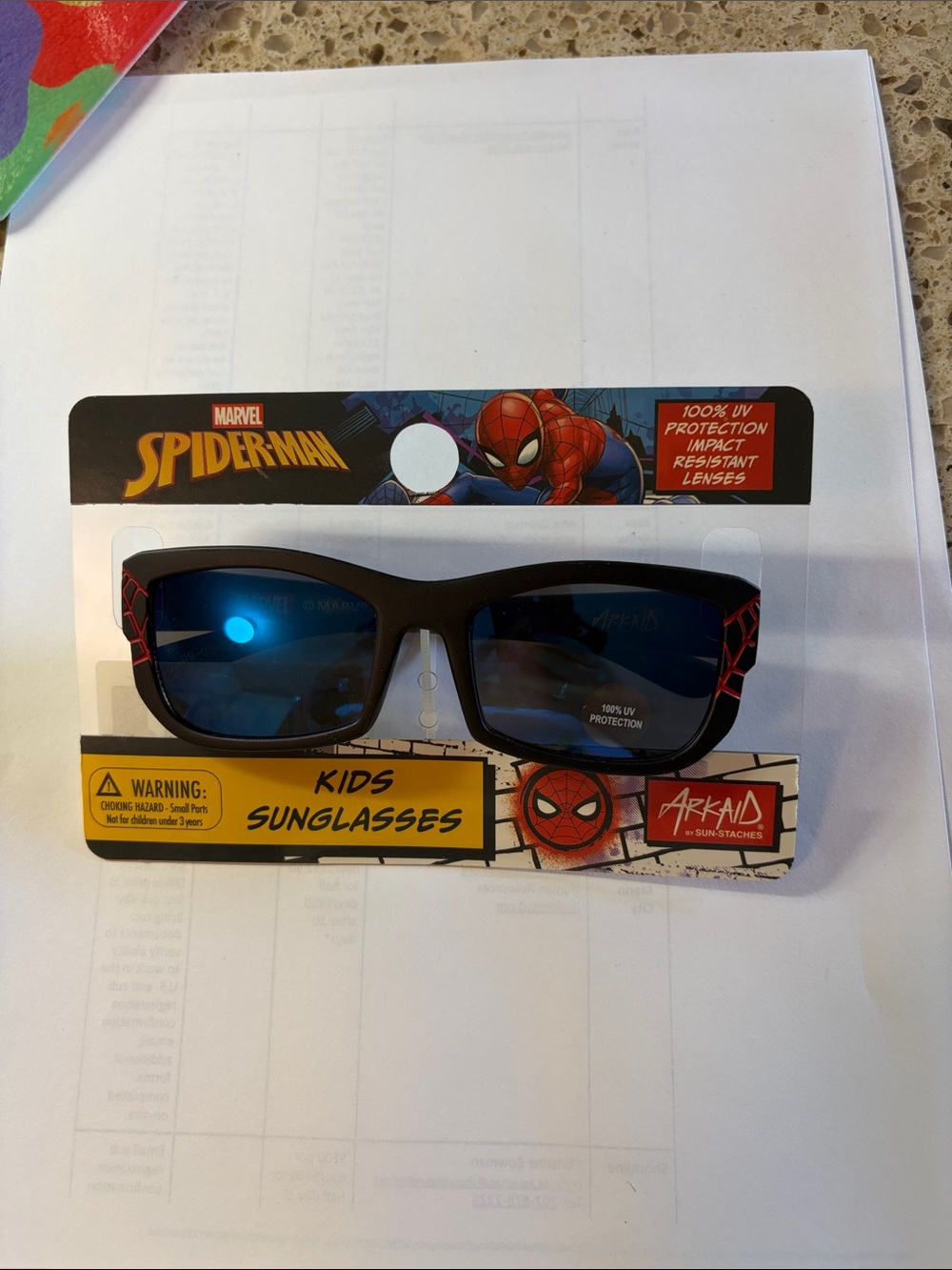 NWT! Marvel Spider-Man Kids Sunglasses - Black Frame with Blue Lenses